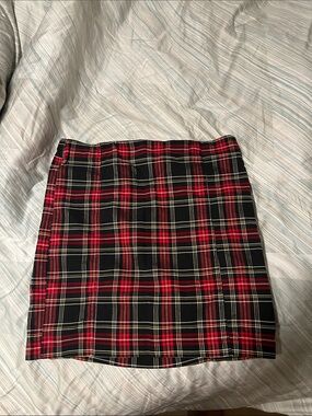 Fashion Nova Red and Black Plaid Mini Skirt